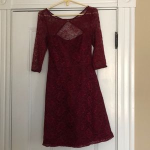 MONIQUE LHUILlIER Burgundy Lace Dress, Never worn